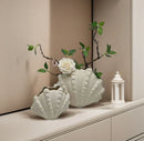 "DecorBites™ Ceramic Clam Shell Vase for Home Decor and Terrarium Arrangements"