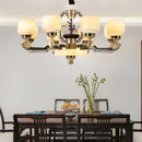 DecorBites™ Copper Jade Duplex Chandelier: Chinese Villa Hall Lighting for Hotel Lobby & Living Room
