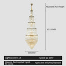 DecorBites™ Crystal Hollow Long Chandelier: Elegant Duplex Villa Hall Lighting