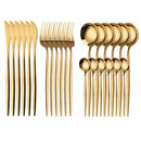 DecorBites™ 24-Piece Gold Stainless Steel Cutlery Set - Elegant Tableware Gift Box