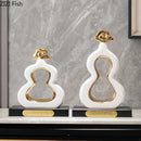 DecorBites™ Gold Gourd Ceramic Sculpture Desk Decor Porcelain Crafts Room Ornaments