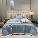 DecorBites™ Ice Silk Embroidered Quilt Set: Luxury European Style, Cooling Comforter