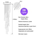 DecorBites™ Crystal Raindrop Pendant Lights - Elegant LED Foyer Chandeliers for High Ceilings