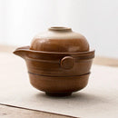 DecorBites™ Kung Fu Tea Set: Teapot, 2 Teacups, Travel Green Tea Cups, Ceramic Gaiwan