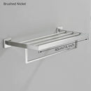 DecorBites™ Brushed Nickel Bathroom Hardware Set: Robe Hook, Towel Rail, Bar Rack, Shelf, Tissue Holder
