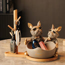 DecorBites™ French Bulldog Butler Statue, Resin Animal Sculpture, Home & Office Decor Gift