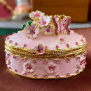 DecorBites™ Enameled Metal Jewelry Trinket Box Figurines Hand Painted Storage Case