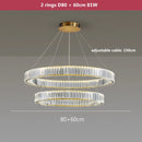 DecorBites™ Gold Crystal Round Ring Chandeliers with LED Pendant Light for Ceiling Lighting