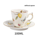 DecorBites™ Gold Edge Cup & Saucer Set: Lemon Teapot, Coffee Mug, Ceramic Plates & Drinkware