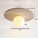 DecorBites™ LED Ceiling Light with Wood Base and White Glass Shade