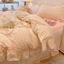 DecorBites™ Lace Bedding Set: Printed Design, Single Queen Size, Cozy Quilt Cover, Fitted Sheet, 2 Pillowcases