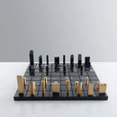 DecorBites™ Golden Metal Marble Chessboard: Geometric Square Check King Game Decor Figurines