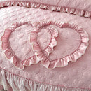 DecorBites™ Korean Princess Style Bedding Set with Lace Ruffles and Love Theme