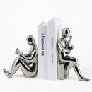 DecorBites™ Abstract Nordic Style Ceramic Character Bookends Set for Office Bookcase Decor