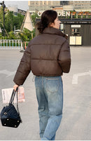 Women Winter Cropped Jacket – Warm Cotton-Padded Puffer Coat
