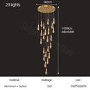DecorBites™ Gold Crystal Chandelier for Modern Living, Dining & Stair Lighting