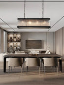 DecorBites™ Crystal Rectangle Chandelier: Classic Retro Nordic Ceiling Hanglamp for Dining Room.