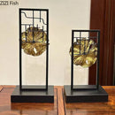 DecorBites™ Golden Lotus Leaf Feng Shui Desk Ornament Alloy Sculpture