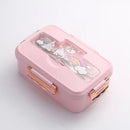 DecorBites™ Kids Cartoon Bento Lunch Box with Fork Spoon, Heated 3 Grid Sandwich Snack Box