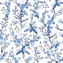 Modish Modern Blue Floral Wallpaper