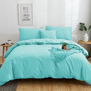 DecorBites™ Cotton 4pcs Bedding Set Double Queen Solid Color Duvet Cover Flat Bed Sheet
