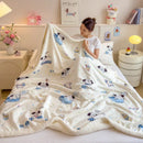 Cartoon printed lamb wool cream dog blanket bedroom throw sofa cover