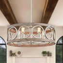 Industrial farmhouse chandelier wood & black metal dining room light