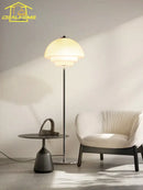 DecorBites™ Cream Glass Bauhaus Floor Lamp LED E27 Minimalist UFO Style
