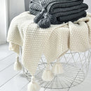 DecorBites™ Knitted Sofa Throw Blanket with Fringe Yarn
