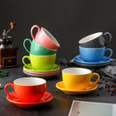 DecorBites™ 350ml Latte Ceramic Coffee Cup and Saucer Set - Set of 2