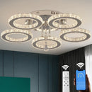DecorBites™ Crystal Flush Mount Chandelier: App Dimmable Rings Shape Ceiling Light