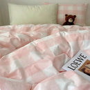 DecorBites™ Cozy Cotton Grid Bedding Sets for Student Dorms - Queen/King Bedclothes