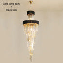 Decorbites crystal led multi-layer staircase chandelier black & gold