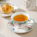 DecorBites™ Green Vine Flower Porcelain Coffee Mug Set for Dining and Tea