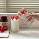 DecorBites™ Kawaii Strawberry Glasses Cup with Straws - Cute Clear Juice Mug