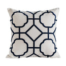 DecorBites™ Geometric Embroidery Cushion Cover Navy Blue White Yellow 50x50cm Home Decor Pillow