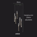 DecorBites™ Crystal Chrome LED Chandelier: Luxury Duplex Stair Loft Pendant Light for Living Room