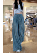 Women Wide Leg Jeans – Summer 2024 Drape Elastic Boyfriend Trousers