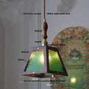 DecorBites™ Glass LED Pendant Lamp Walnut Wood Brass Hanging Lights