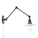DecorBites™ Industrial Loft Swing Arm Wall Sconce Clear Glass Pull Chain Switch Bedside Lamp