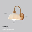 DecorBites™ Cream LED Wooden Flower Wall Lamp, Modern Bedroom Bedside Reading Light