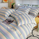 DecorBites™ Cotton Stripe Comforter Cover Set for Single Double Bed - Autumn Winter