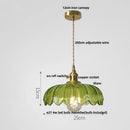 DecorBites™ Amber Glass Walnut Wood LED Pendant Lamp with Copper Knob Switch