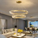 DecorBites™ Gold Plated Steel Ring Pendant Lamp with Dimmable LED Lights and K9 Crystals