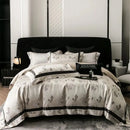 DecorBites™ Brocade Satin Jacquard Luxury Cotton Bedding Set - Duvet Cover, Sheet, Pillowcases
