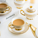 DecorBites™ Gold Ceramic Tea Set for Dining Table, Coffee Mug, Teapot, Afternoon Tea & Beverage Container