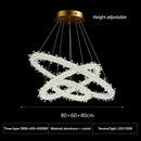 DecorBites™ Crystal Flower LED Chandelier: Elegant Round Pendant Light for Dining & Living Room