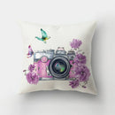 DecorBites™ Deer Animal Short Plush Pillowcase with Natural Leaves and Flowers