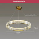 DecorBites™ Crystal LED Chandelier Rings Pendant Lamp Luxury Villa Stair Decoration