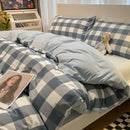 DecorBites™ Japanese Grid Print Bed Set in Washed Cotton for Summer Comfort